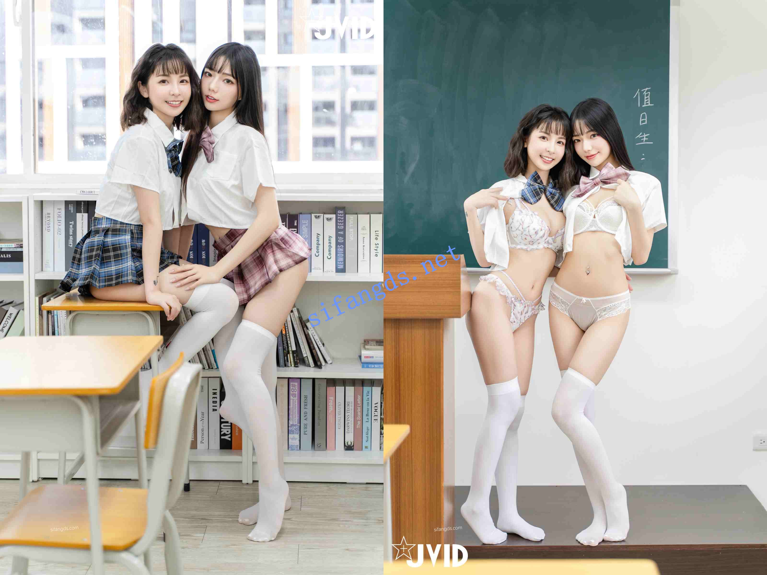 《JVID》Tiny×啾啾/Tiny×宝七 短发学姐 巨乳护士姐妹两套 []