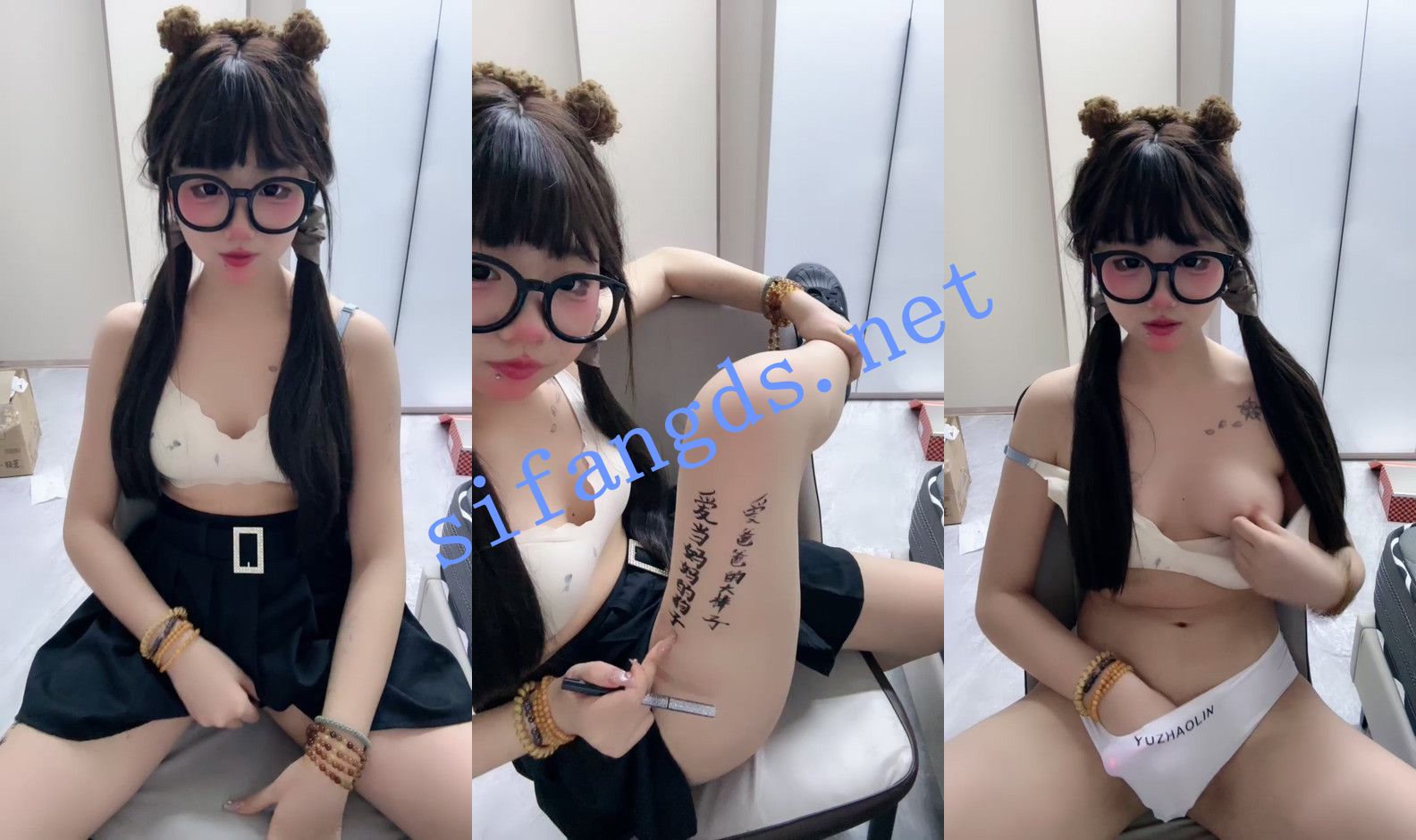 ⚡《调小狗》可爱眼镜小萝莉,脱光光在身上写字,太骚了, [3.78G]