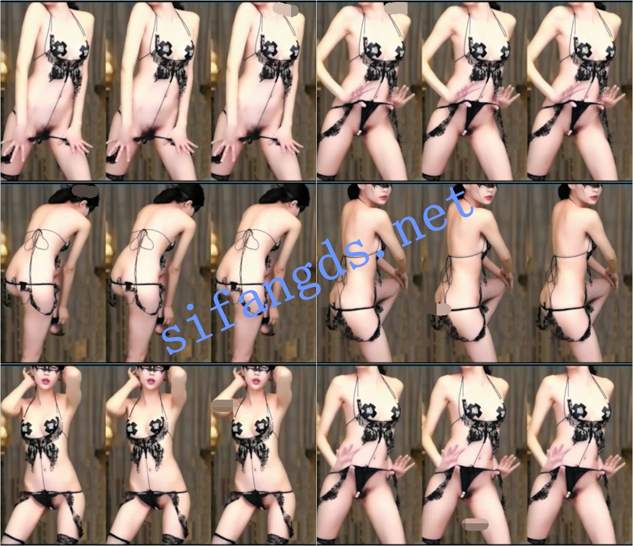 ✅CC 白妖妖-57 珍珠链丁字裤 勒B 拉开内裤给你看 半裸裸舞 4V [448M]