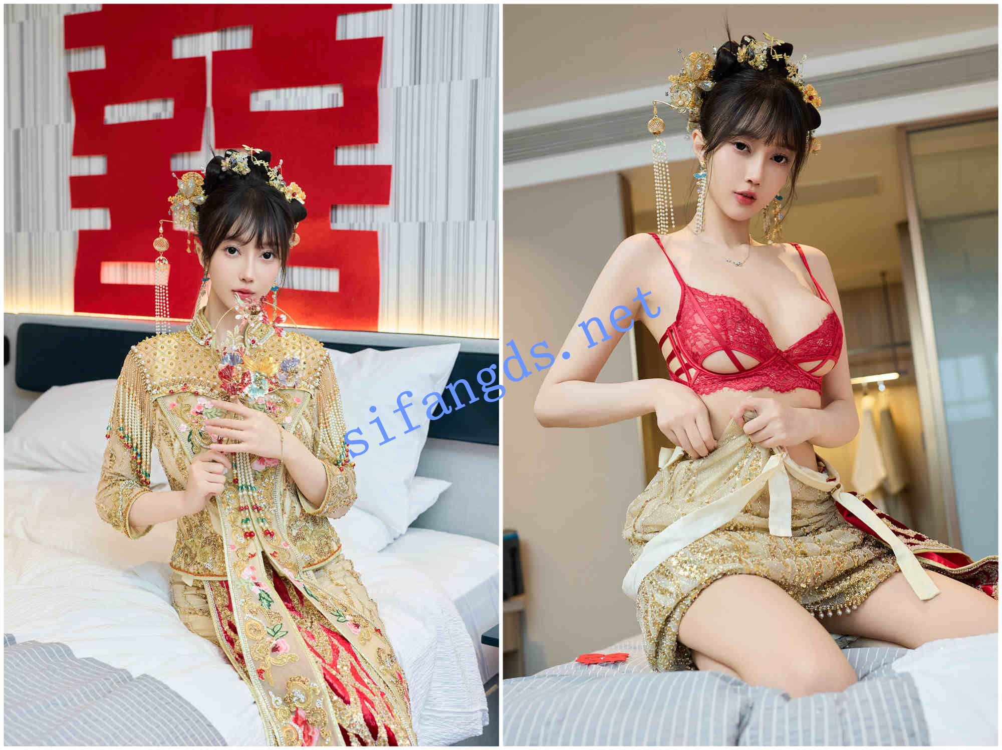 ✨秀人网 玥儿玥✨最新超美秀禾新娘 无内肉丝透视 漏奶头 [3.5G（84P原版图+5V）]